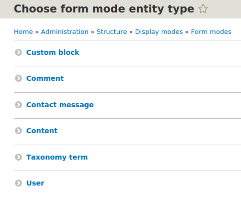 Drupal 8 choose entity type