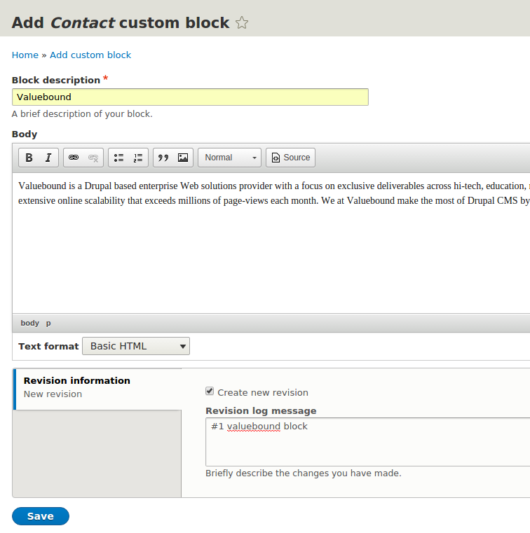 Add custom contact block