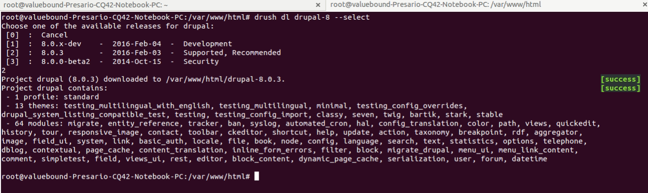 using drush to update drupal core