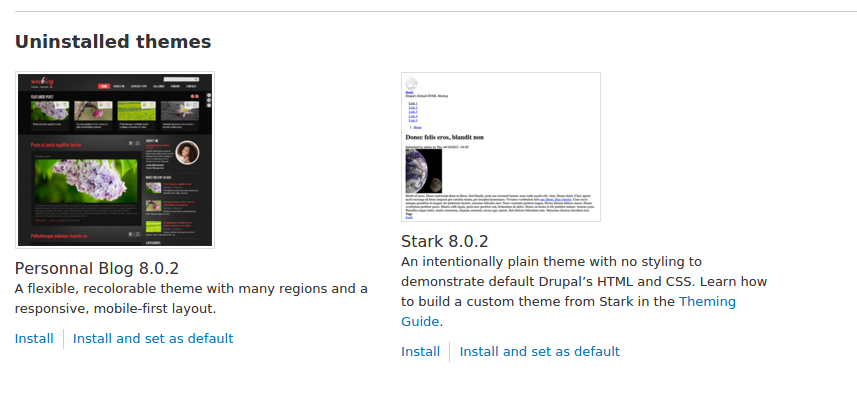 Drupal 8 listing new theme under uninstalled section