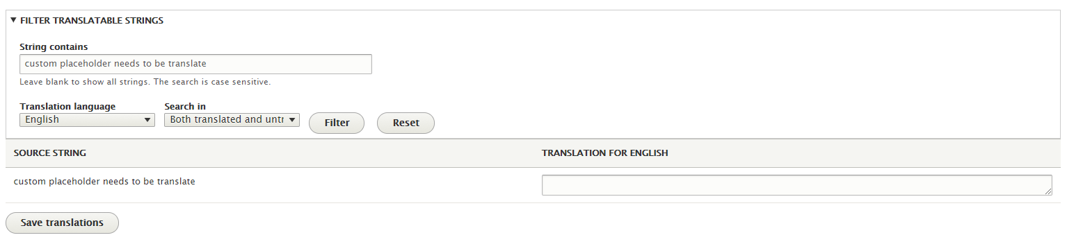 Filtering Translation