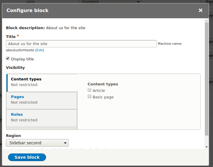 configure block