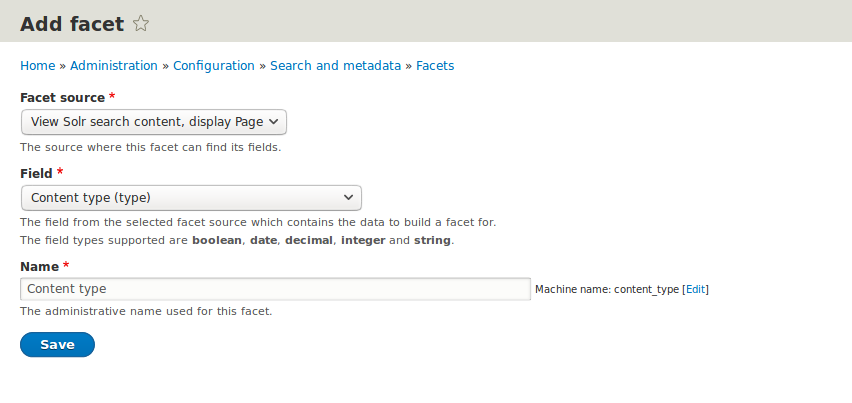 Facet configuration