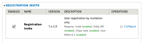 Enable Invite Registration Module