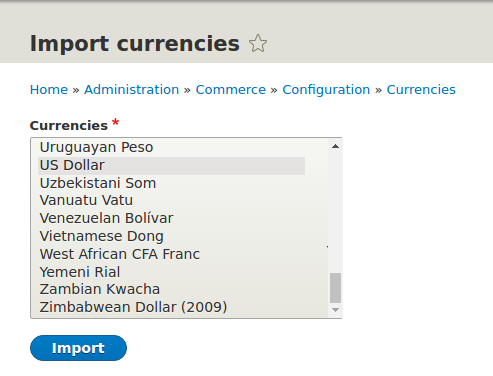 Import Currencies