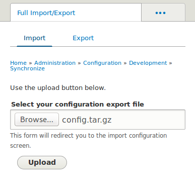 Import configuration settings