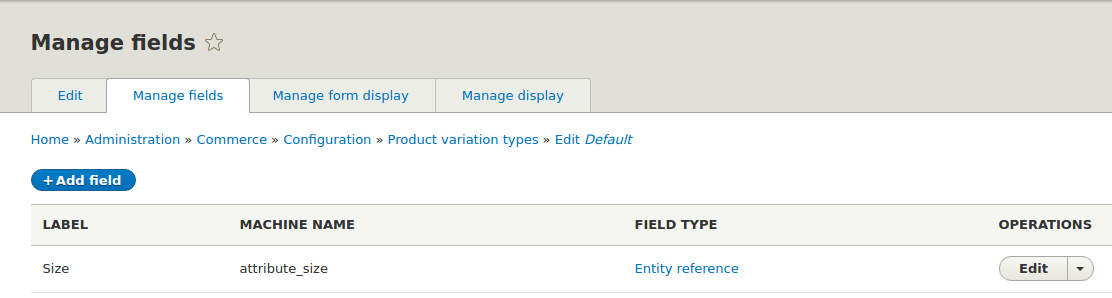 Manage Fields in product variation