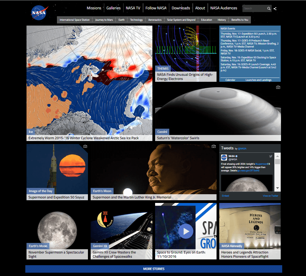 layout of NASA.gov