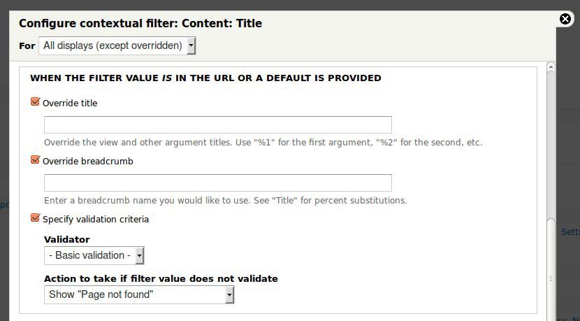 Drupal views: When filter value is in URL