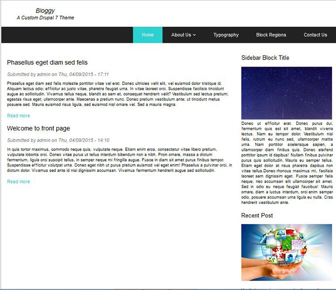 Custom drupal theme screenshot