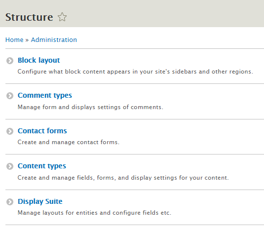 Display suite in structure list