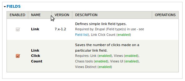 Enabling link click count module for outbound website traffic analysis