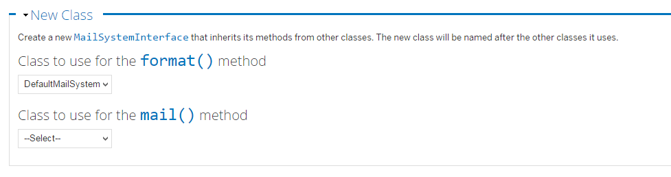 New class configuration