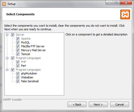 XAMPP select component