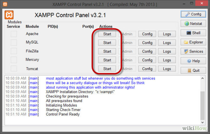 XAMPP control panel