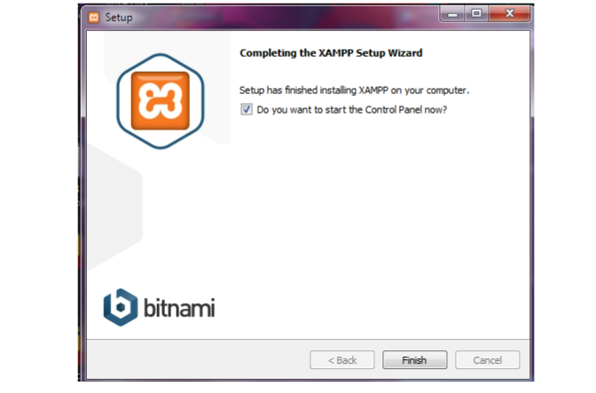 Completing XAMPP setup wizard