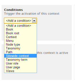 Select Context Condition - Sitewide context