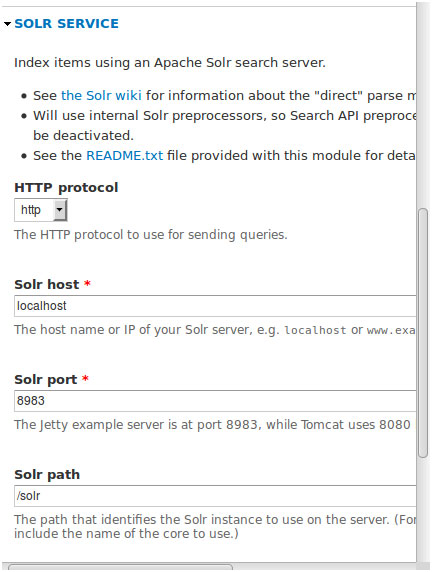 Solr Service Configuration in Drupal 7