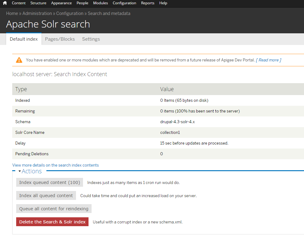 Solr default index page