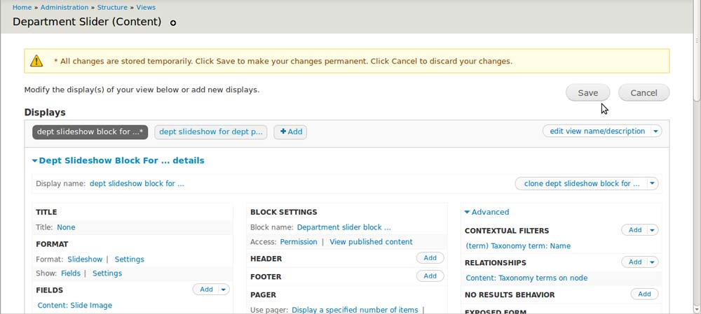Drupal views: Do not forget saving all the changes